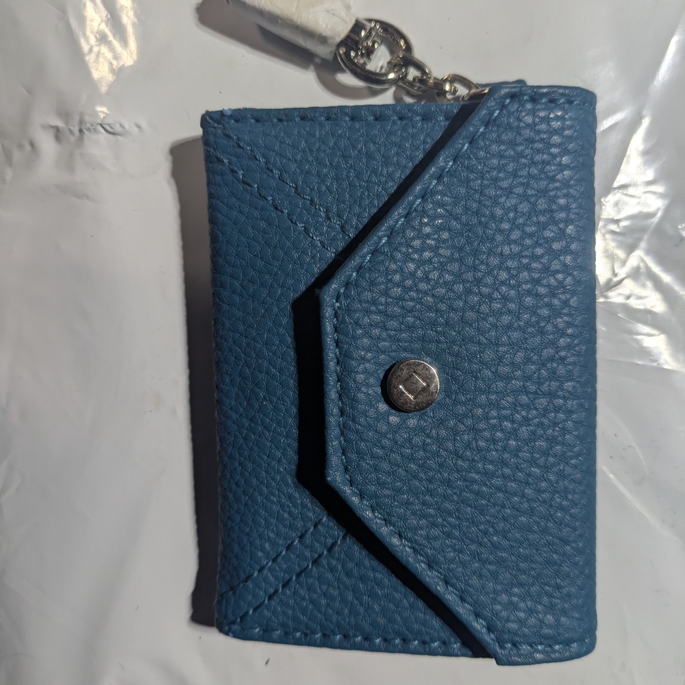 Stylish Blue Card Holder with Snap Button